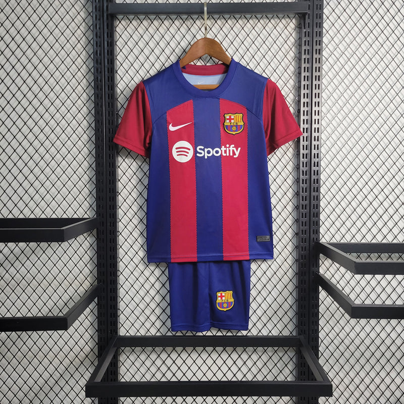 23/24 Camisa De Futebol Kit Infantil Barcelona - Shark Store