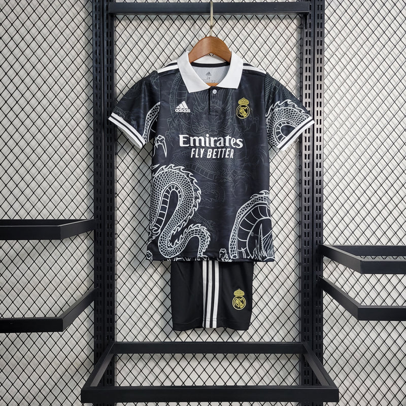 23/24 Camisa De Futebol Kit Infantil Real Madrid Especial Dragão Preto - Shark Store